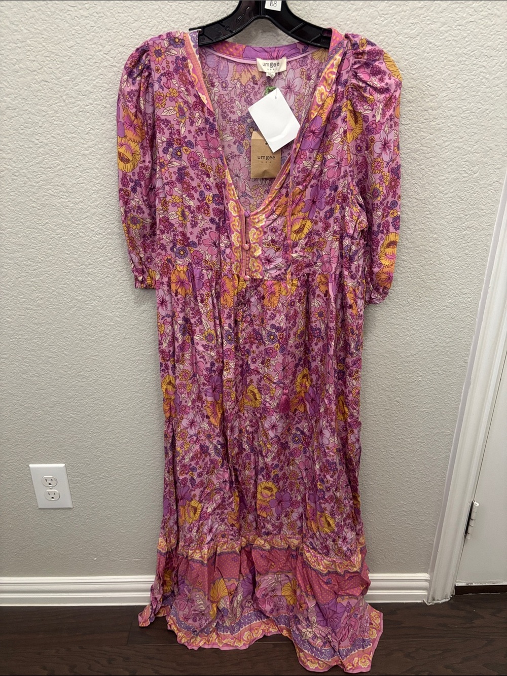 Umgee Pink and Yellow Floral Maxi Dress